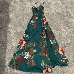 Emerald green floral dress